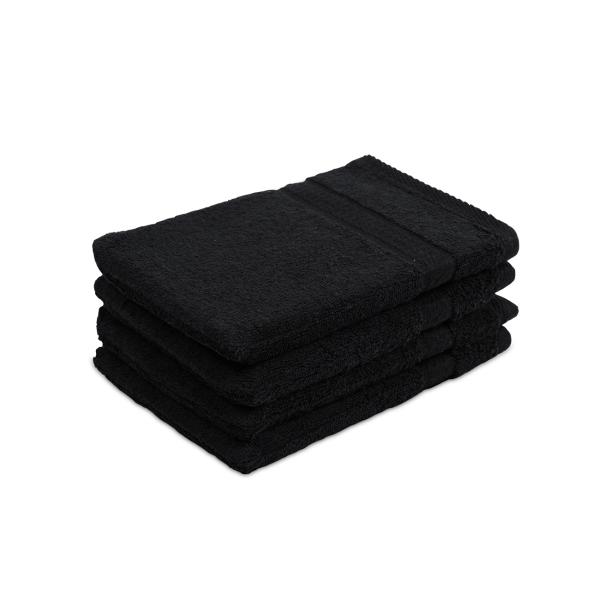 set di 4 strofinacci in spugna di cotone 100% con occhiello, nero