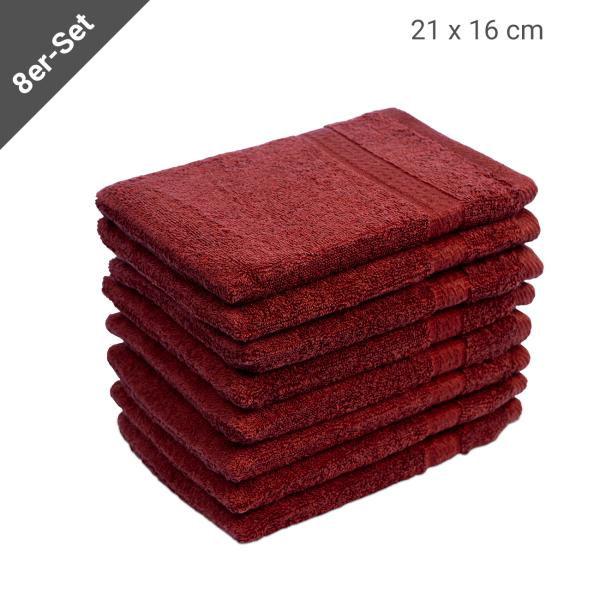 8er-Set Waschhandschuhe aus 100% Baumwolle, Waschlappen mit Schlaufe, bordeaux