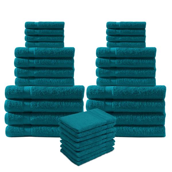 32-teiliges Handtuch-Set Frottee - Petrol - 100% Baumwolle - Flauschig weich, saugstark, strapazierfähig & pflegeleicht - 500g/m² - Waschbar 60°
