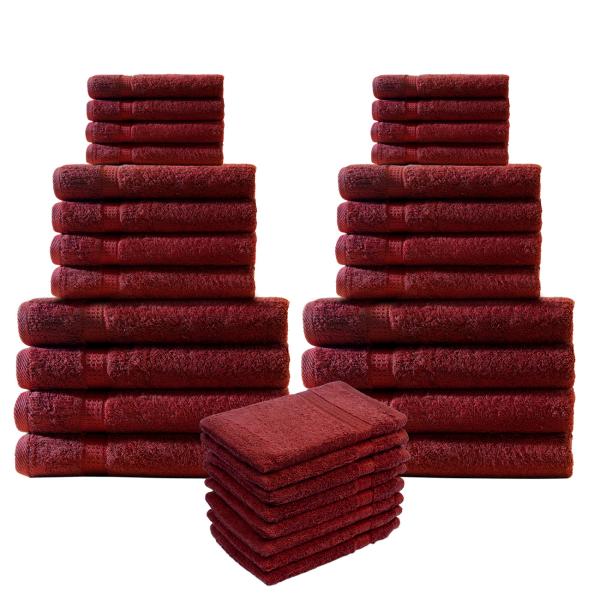 set di asciugamani in spugna da 32 pezzi, 8 asciugamani per ospiti, asciugamani per mani, asciugamani per doccia e flanelle, bordeaux