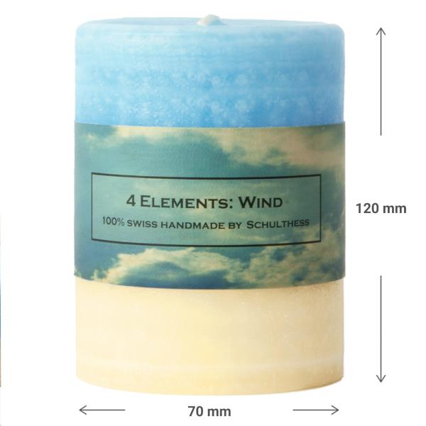 Handgefertigte Stumpenkerze, 70 x 120 mm, stimmungsvolles Licht, aus 100% Paraffin, Wind