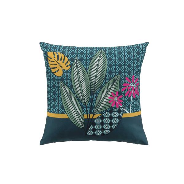 Coussin décoratif hydrofuge Fleurs et feuilles, Outdoor Coussin polyester, 40 x 40 cm