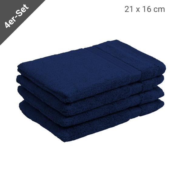 Waschhandschuhe 4er-Set Frottier Waschlappen Navy - 100% luxuriöse Baumwolle, 500 g/m² - 16x21 cm - Saugstark, hautfreundlich, waschbar 60°