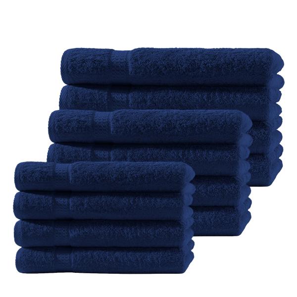 Handtuchset 12-teilig - Navy-Blau, 100% Baumwolle, 500 g/m² - Kuschelweich, saugstark & schnelltrocknend - 4 Gäste-, 4 Hand- & 4 Badetücher - Waschbar 60°