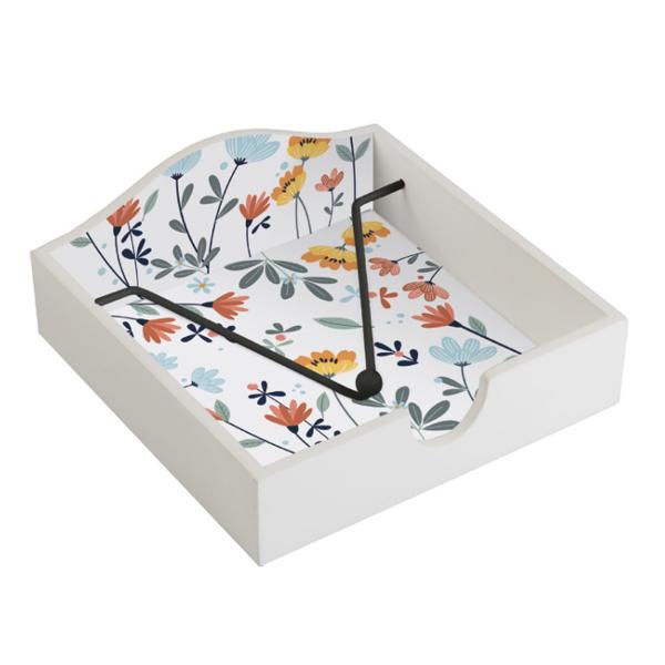Serviettenhalter Holz mit Blumenmuster - Eleganter Serviettenspender für Tischdekoration & Geschenk - 18x18x7cm - Schützt Servietten vor Staub