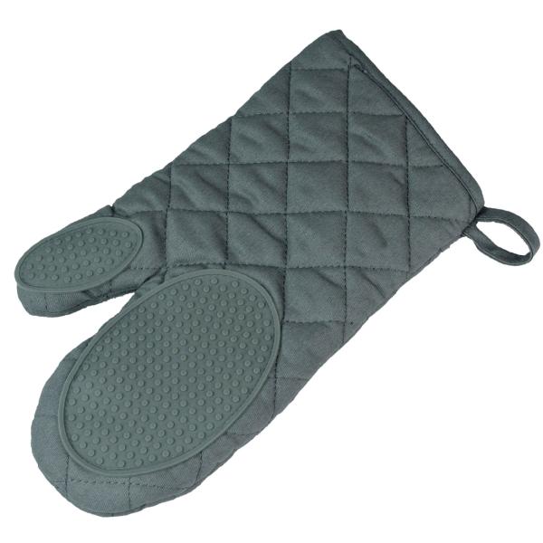 Gant de cuisine et manique avec silicone, gris, 30 x 18 cm, 19 x 19 cm