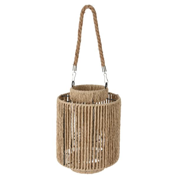 Laterne aus Naturmaterial, Laterne mit Henkel, braun, 19,5 x 19,5 cm