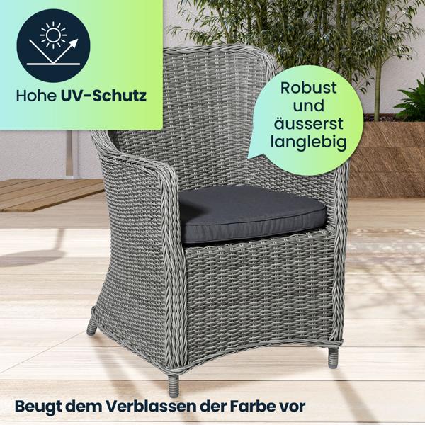 Bequemes Outdoor-Stuhlkissen (48x48cm, Grau): Komfortables Sitzkissen für Garten- & Essstühle, Made in Europe – für entspannte Stunden im Freien