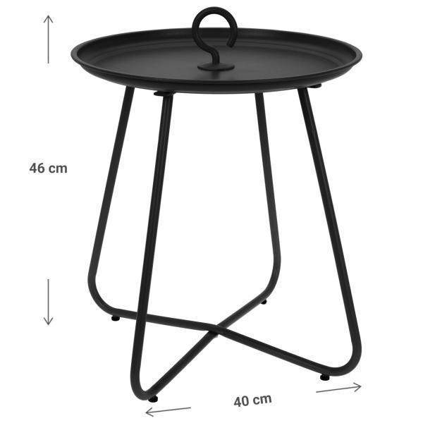 Beistelltisch aus Metall mit Tragehaken, anthrazit, Gartentisch 40 x 46 cm