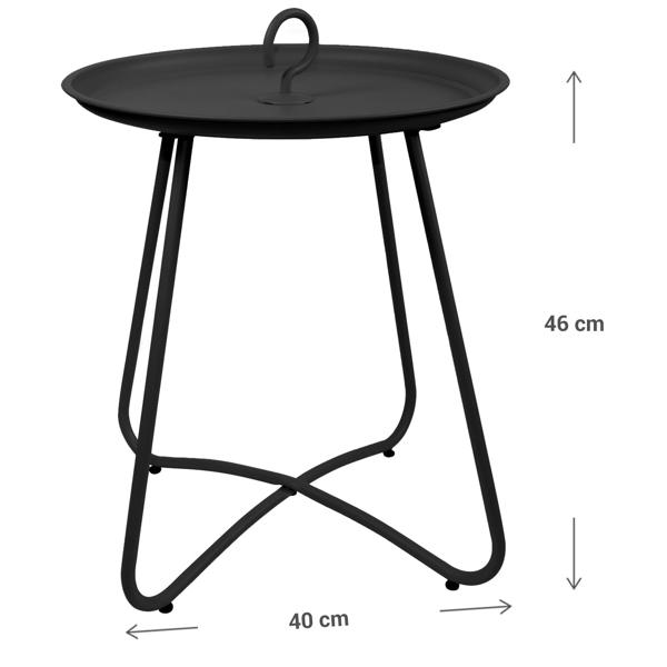 Beistelltisch aus Metall mit Tragehaken, anthrazit, Gartentisch 40 x 46 cm