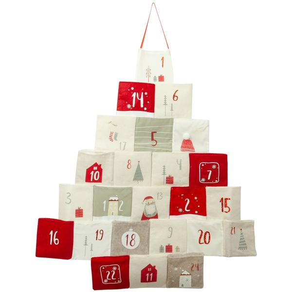 Calendrier De L'Avent En Tissu à Remplir Soi-même - 24 Poches, 50x120 Cm, Réutilisable, Déco Noël DIY