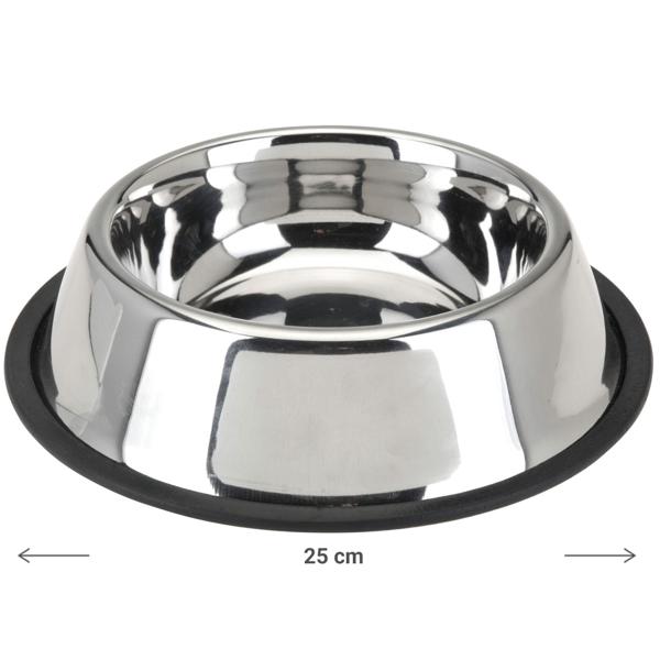 Gamelle pour chien en acier inoxydable, antidérapante, Ø 25,5 cm