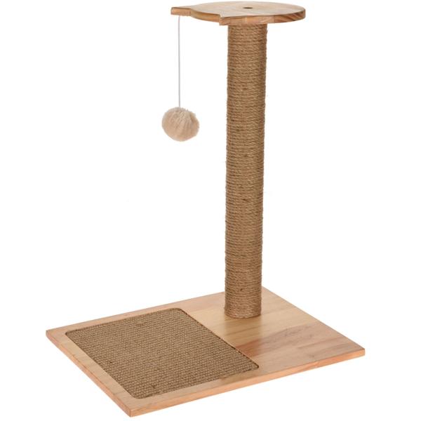 Katzen-Kratzbaum aus Sisal auf Holzsockel, Kratzstamm mit Bommel, 50 cm Katzen-Kratzbaum aus Sisal auf Holzsockel, Kratzstamm mit Bommel, 50 cm