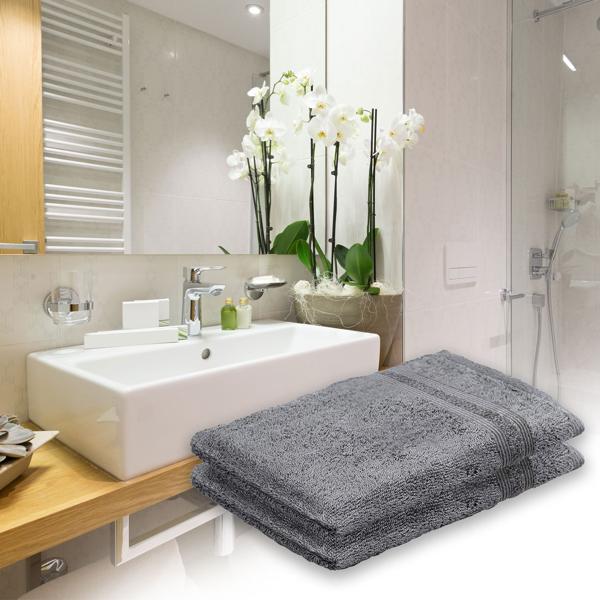 set di 2 flanelle Casatio in 100% cotone, flanella con occhiello, antracite
