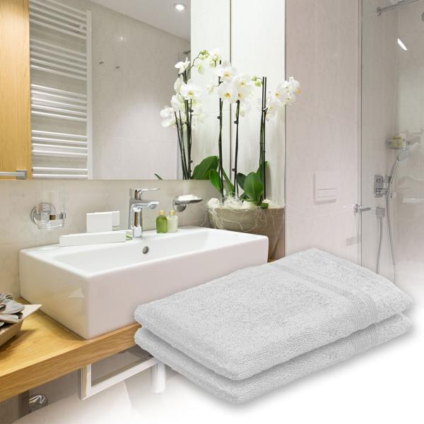 set di 2 flanelle Casatitivo in 100% cotone, flanella con occhiello, bianco
