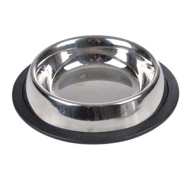 Fressnapf aus Edelstahl - Rutschfester Futternapf für Haustiere, Hygienisch, Kratzfest & Langlebig - Silber/Schwarz Ø 24 cm