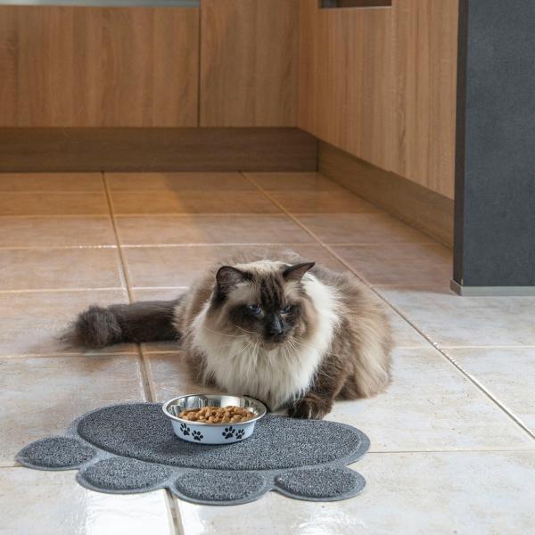 Fressnapf Edelstahl - Futternapf für Haustiere mit Pfotenmotiv - Hygienisch, kratzfest, langlebig, Ø 12 cm, silber-schwarz - Ideal für kleine bis mittelgrosse Tiere