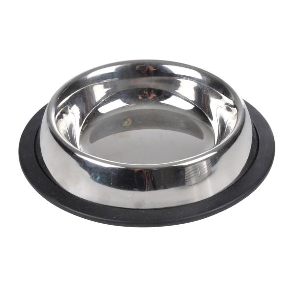 Gamelle en acier inoxydable et plastique, antidérapante, argentée, noire, Ø 19 cm