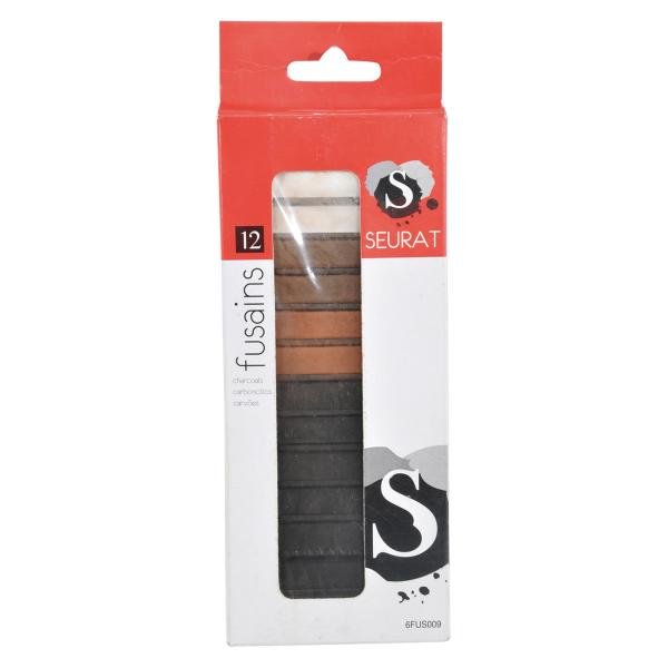 Carboncino in scatola, matite a carboncino in nero, bianco e marrone, 23,4 x 8,5 x 1,8 cm