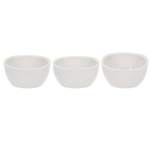 Serviert-Set, 3 Schalen, Porzellan, Ø 9,5 x H 4,5 cm