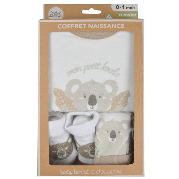 Body per neonato in cotone biologico, set neonato koala con body, cappellino e scarpine