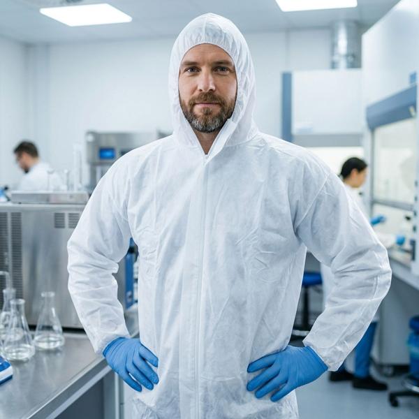 Combinaison de protection en tissu polypropylène – combinaison jetable avec fermeture éclair, capuche et élastique – taille unique – protection contre la saleté, la graisse et la poussière