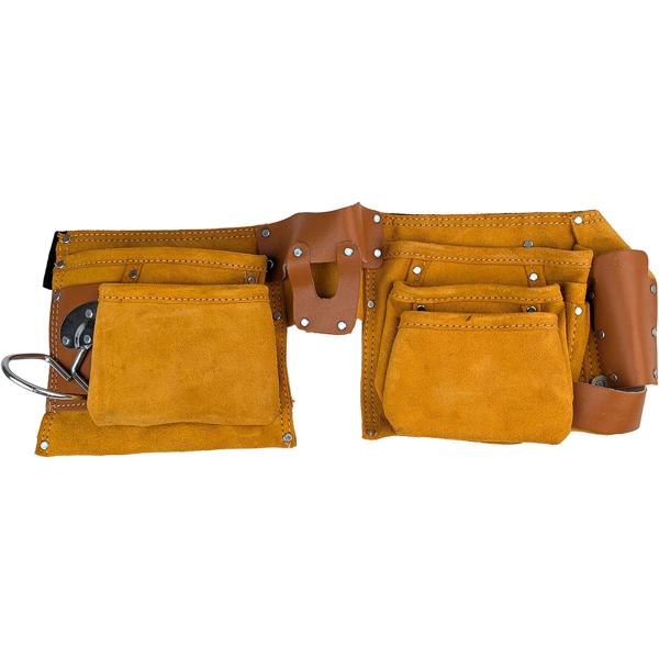 Cintura porta attrezzi in pelle robusta – Grembiule portattrezzi con borsa per chiodi, porta-martello & tasche porta attrezzi – Marrone – Per artigiani & progetti fai-da-te