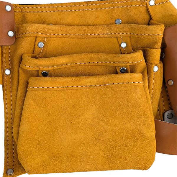 Cintura porta attrezzi in pelle robusta – Grembiule portattrezzi con borsa per chiodi, porta-martello & tasche porta attrezzi – Marrone – Per artigiani & progetti fai-da-te