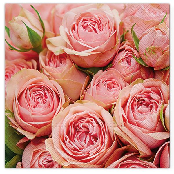 set di 20 tovaglioli di carta, rose, 3 strati, 33 x 33 cm