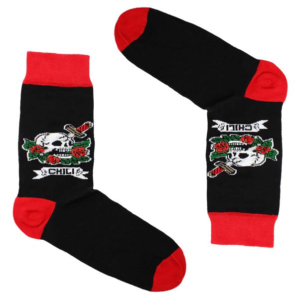 Freizeitsocken Tattoo - Auffälliges Totenkopf-Design, Grösse 36-40 - Optimaler Tragekomfort, 80% Baumwolle, in Europa hergestellt