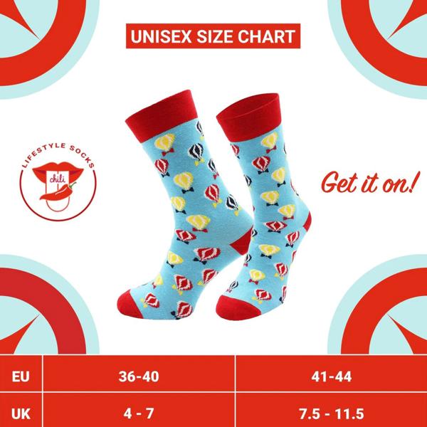 Freizeitsocken Happy-Birthday 1 Paar - Auffälliges Ballon-Design, lustiges Geschenk - Grösse 36-40, Baumwolle/Elasthan, weich, atmungsaktiv, langlebig