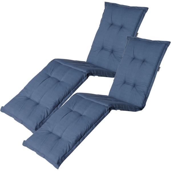Lot de 2 coussins pour transat – Garnissage doux et confortable, cobalt, 200 x 65 cm – Protection UV, cordelettes & sangle – Pour jardin, balcon, chaise longue, bain de soleil