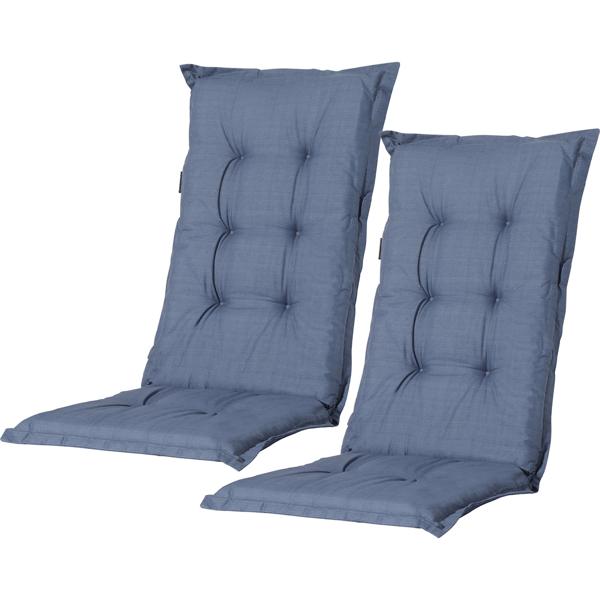 2er-Set Gartenstuhlkissen Hochlehner - Weiche, komfortable Polsterung, kobalt-blau, 123x50cm - UV-Schutz, mit Bändern & Riemen, Hochlehner Polster