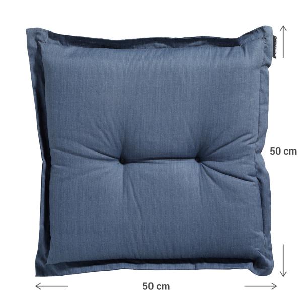 Coussin de jardin 50x50 cm bleu cobalt – coussins de chaise 7 cm d’épaisseur avec protection UV – Garnissage confortable SG-20 – Design moderne sans liens – Mélange coton