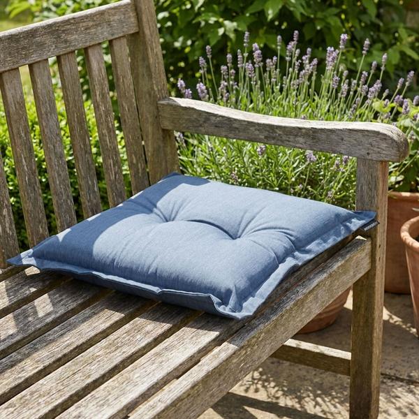 Garten Sitzkissen 50x50 cm Kobalt-Blau - 7cm dicke Stuhlauflagen mit UV-Schutz - Bequeme SG-20 Füllung - Modernes Design ohne Bänder - Baumwoll-Mix