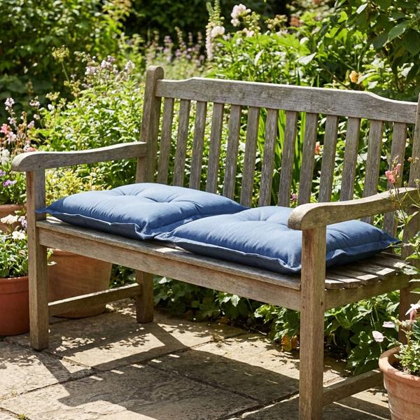 2er-Set Garten Sitzkissen 50x50 cm Kobalt-Blau - 7cm dicke Stuhlauflagen mit UV-Schutz - Bequeme SG-20 Füllung - Modernes Design ohne Bänder - Baumwoll-Mix