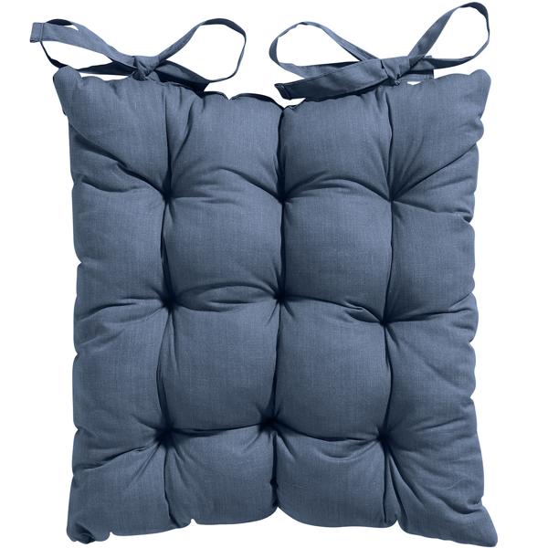 2er-Set Stuhlkissen mit Steppung 46x46 cm Kobalt - Bequeme Sitzkissen für Küchen- & Gartenstühle - 8 cm Dicke - UV-Schutz - Mit Befestigungsbändern