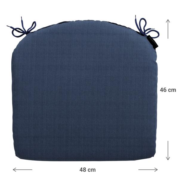 Coussin de chaise 46x48 cm bleu cobalt – Coussins d’assise confortables pour chaises de salle à manger et chaises de jardin – Épaisseur 4,5 cm – Protection UV – Avec liens de fixation – Garnissage SG-20