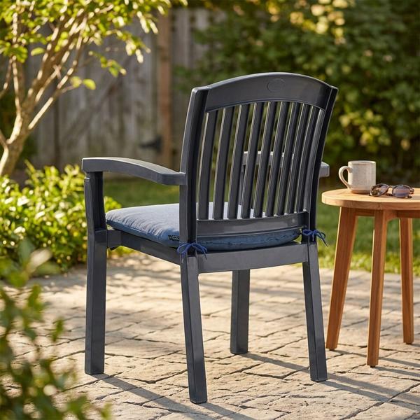 Stuhlkissen 46x48 cm Kobalt-Blau - Bequeme Sitzkissen für Esszimmer & Gartenstühle - 4,5 cm Dicke - UV-Schutz - Mit Befestigungsbändern - SG-20 Füllung
