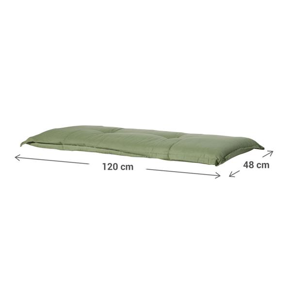 Bankauflage Grün 120x48 cm - Bequeme 6 cm Polsterung SG-20 - Sitzkissen für Gartenbank aus Baumwolle & Polyester - UV-Schutz, Gartenbankauflage