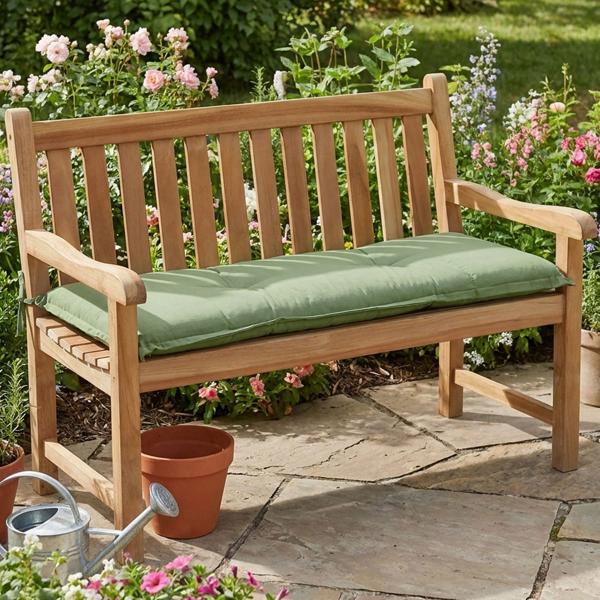 Coussin pour banc vert 120x48 cm – Rembourrage confortable de 6 cm SG-20 – Coussin d’assise pour banc de jardin en coton et polyester – Protection UV, coussin pour banc de jardin
