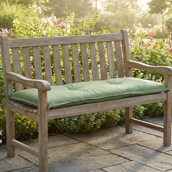 Coussin pour banc vert 150x48 cm – Rembourrage confortable SG‑20 de 6 cm – Coussin d’assise pour banc de jardin en coton et polyester – Protection UV, coussin pour banc de jardin