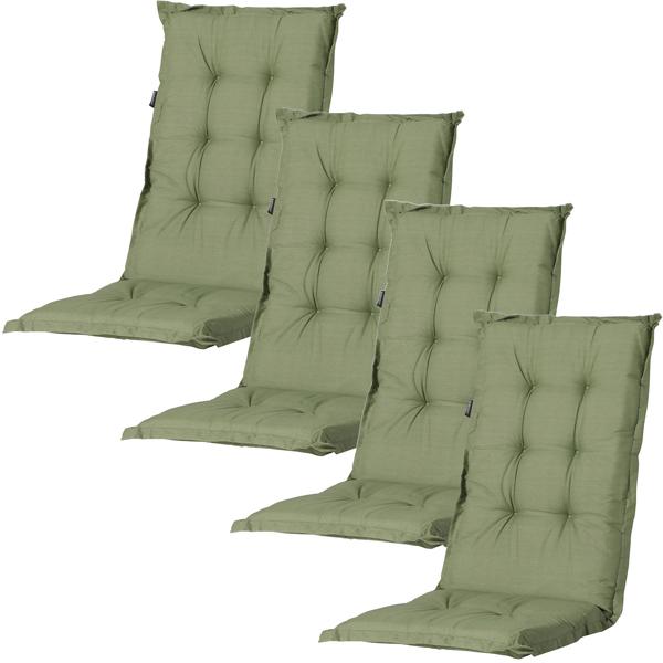 4er-Set Gartenstuhlkissen Hochlehner - Weiche, komfortable Polsterung, grün, 123x50cm - UV-Schutz, mit Bändern & Riemen, Hochlehner Polster