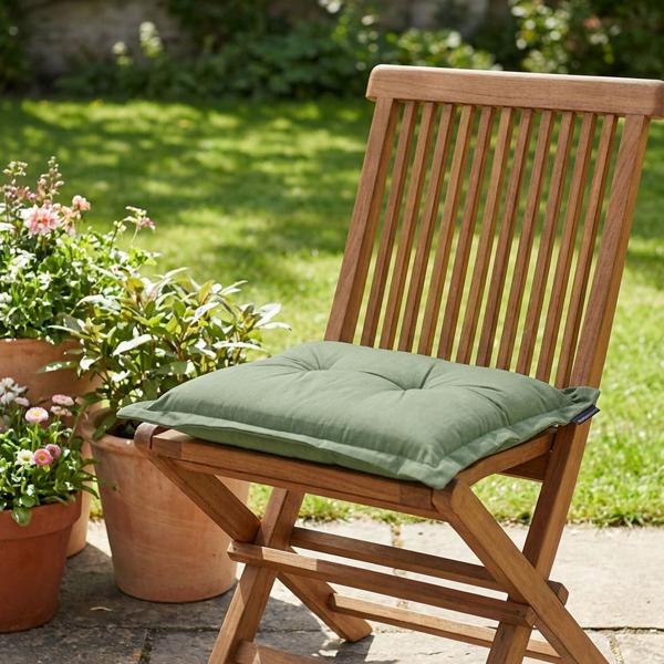Garten Sitzkissen 50x50 cm Grün - 7cm dicke Stuhlauflagen mit UV-Schutz - Bequeme SG-20 Füllung - Modernes Design ohne Bänder - Baumwoll-Mix