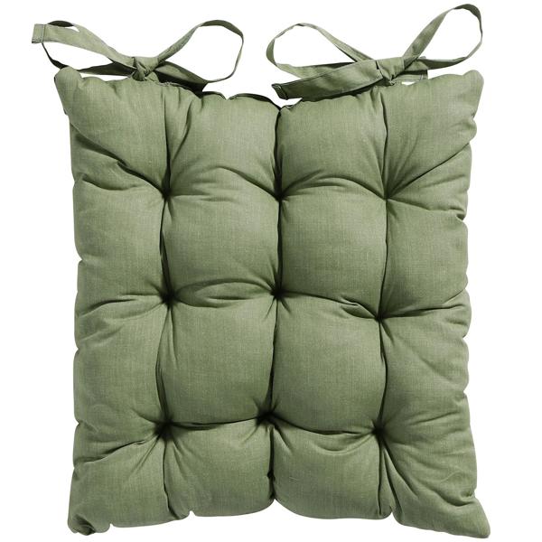 Coussin de chaise matelassé 46x46 cm vert – Coussins d’assise confortables pour chaises de cuisine et de jardin – Épaisseur 8 cm – Protection UV – Avec liens de fixation