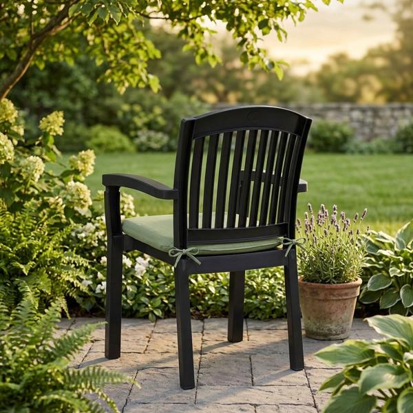 Cuscino per sedia 46x48 cm verde – Comodi cuscini seduta per sala da pranzo e sedie da giardino – Spessore 4,5 cm – Protezione UV – Con lacci di fissaggio – Imbottitura SG-20