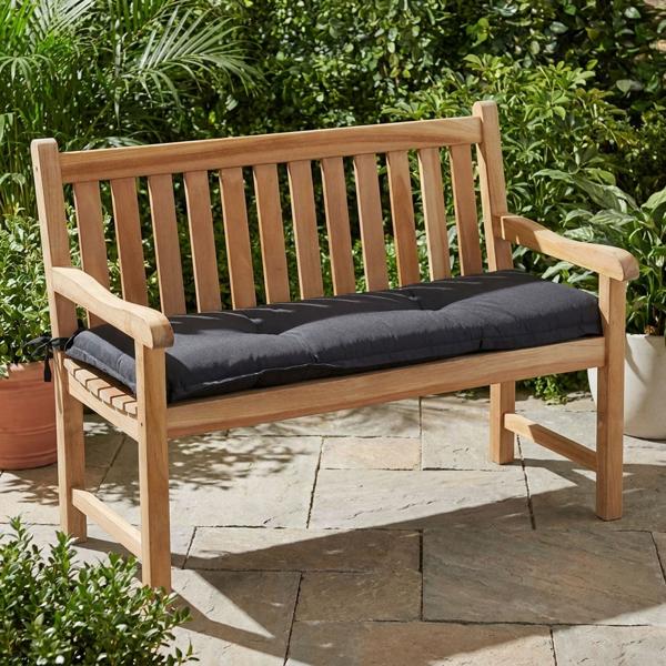 Bankauflage Schwarz 150x48 cm - Bequeme 6 cm Polsterung SG-20 - Sitzkissen für Gartenbank aus Baumwolle & Polyester - UV-Schutz, Gartenbankauflage