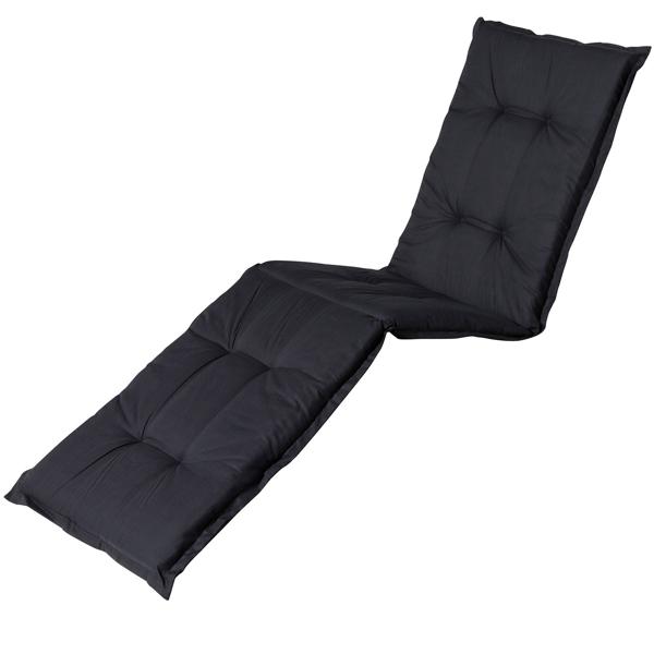Coussin pour transat – Garnissage doux et confortable, noir, 200x65 cm – Protection UV, liens et sangle – Pour jardin, balcon, chaise longue, bain de soleil
