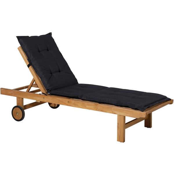 2er-Set Liegen-Auflage - Weiche, komfortable Polsterung, schwarz, 200x65 cm - UV-Schutz, Bindebänder & Riemen - Für Garten, Balkon, Liegestuhl, Sonnenliege