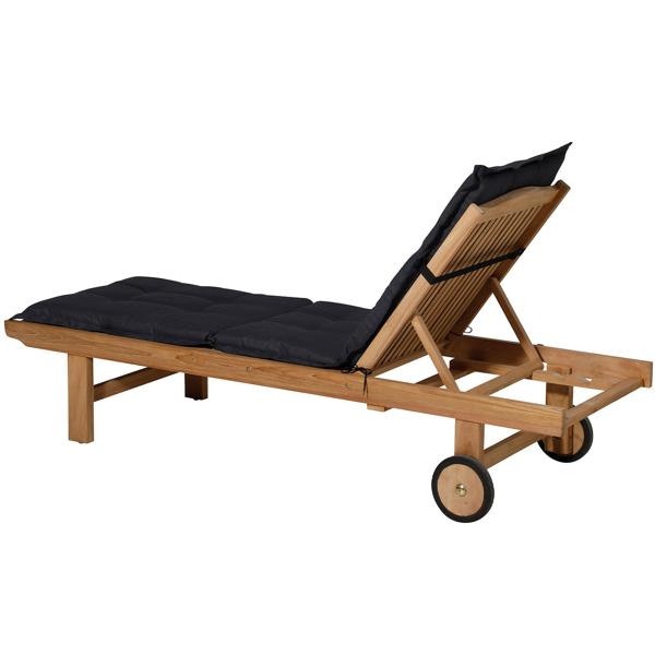 2er-Set Liegen-Auflage - Weiche, komfortable Polsterung, schwarz, 200x65 cm - UV-Schutz, Bindebänder & Riemen - Für Garten, Balkon, Liegestuhl, Sonnenliege